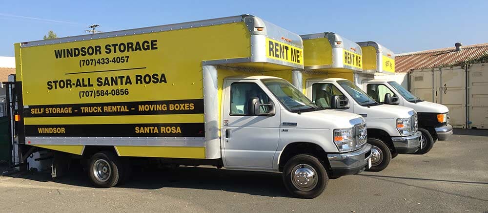 Windsor Storage Yellow Moving Trucks — Windsor Storage in Windsor in Windsor, CA